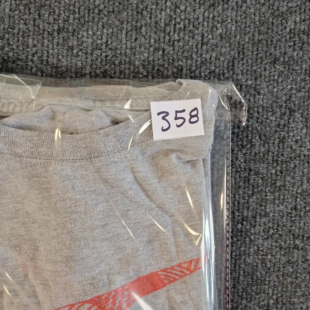 Boys The Nike Tee Gray athletic cut w/ RED Swoosh Logo Large